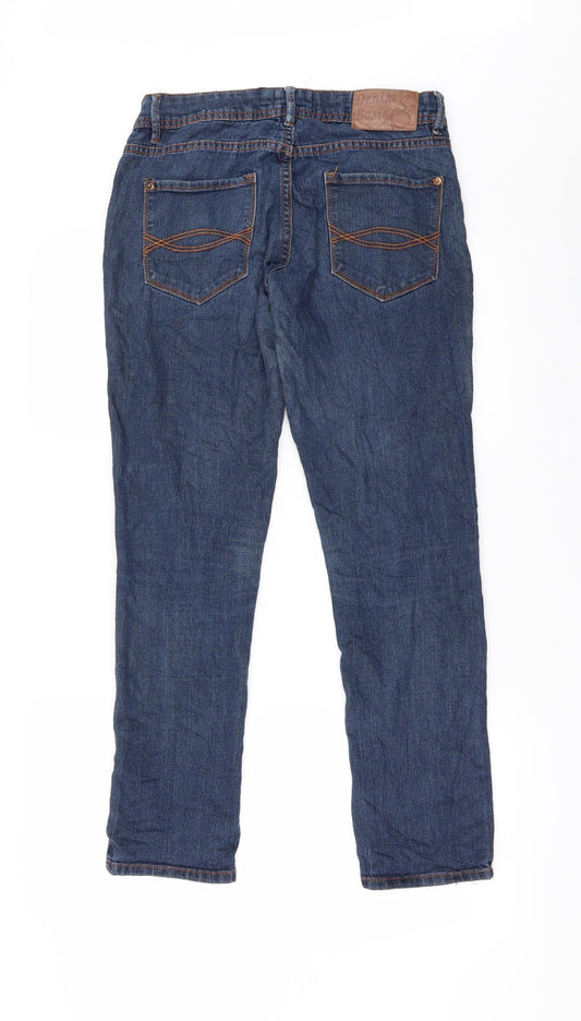 Preworn Womens Blue Straight Jeans Size 34 L28 in - Zip