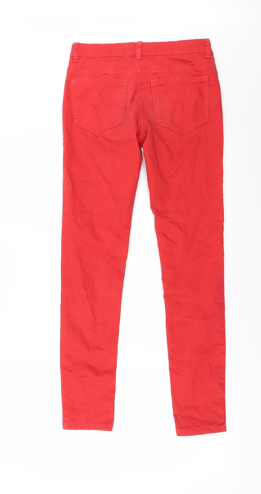 WOW Womens Red Straight Jeans Size M L27 in - Zip