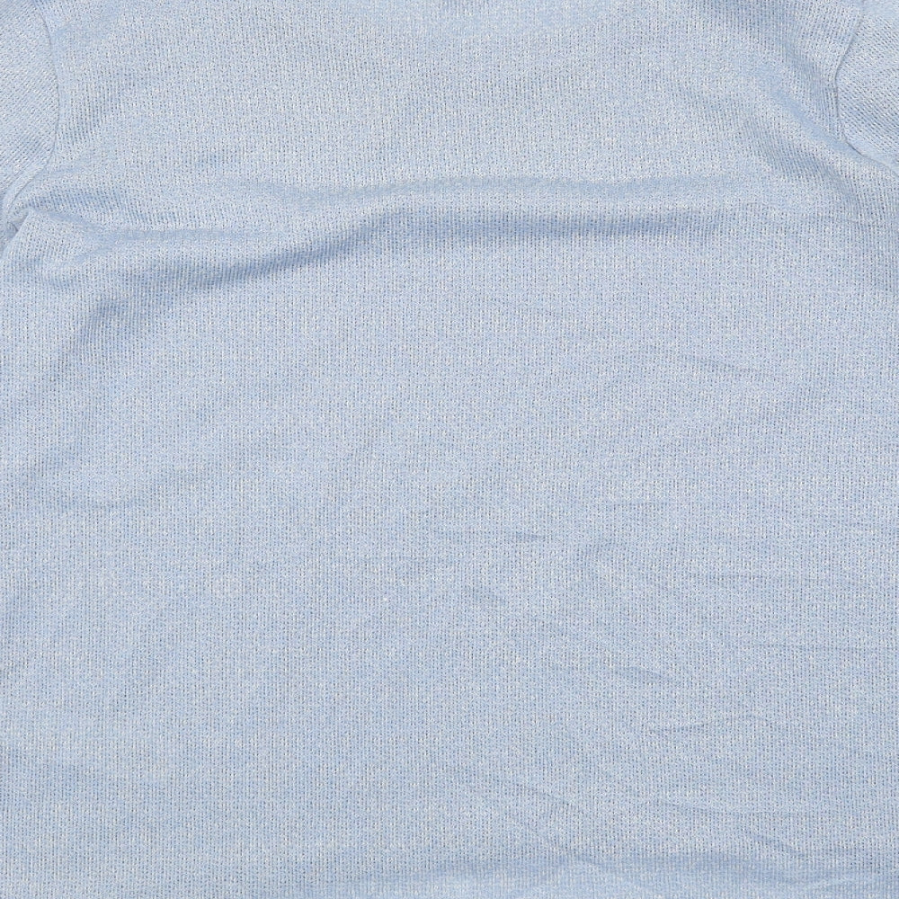 Brand and care label for New Look women’s blue basic t-shirt, size UK 10