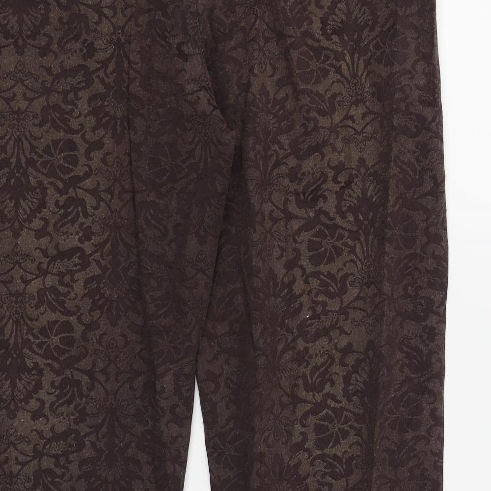 Brand and care label for Blendshe women’s brown cropped trousers, size M, 24-inch leg
