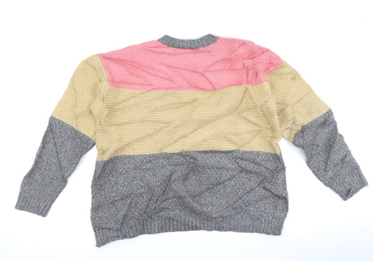 Marks and Spencer Womens Grey Striped Pullover Jumper Size M
