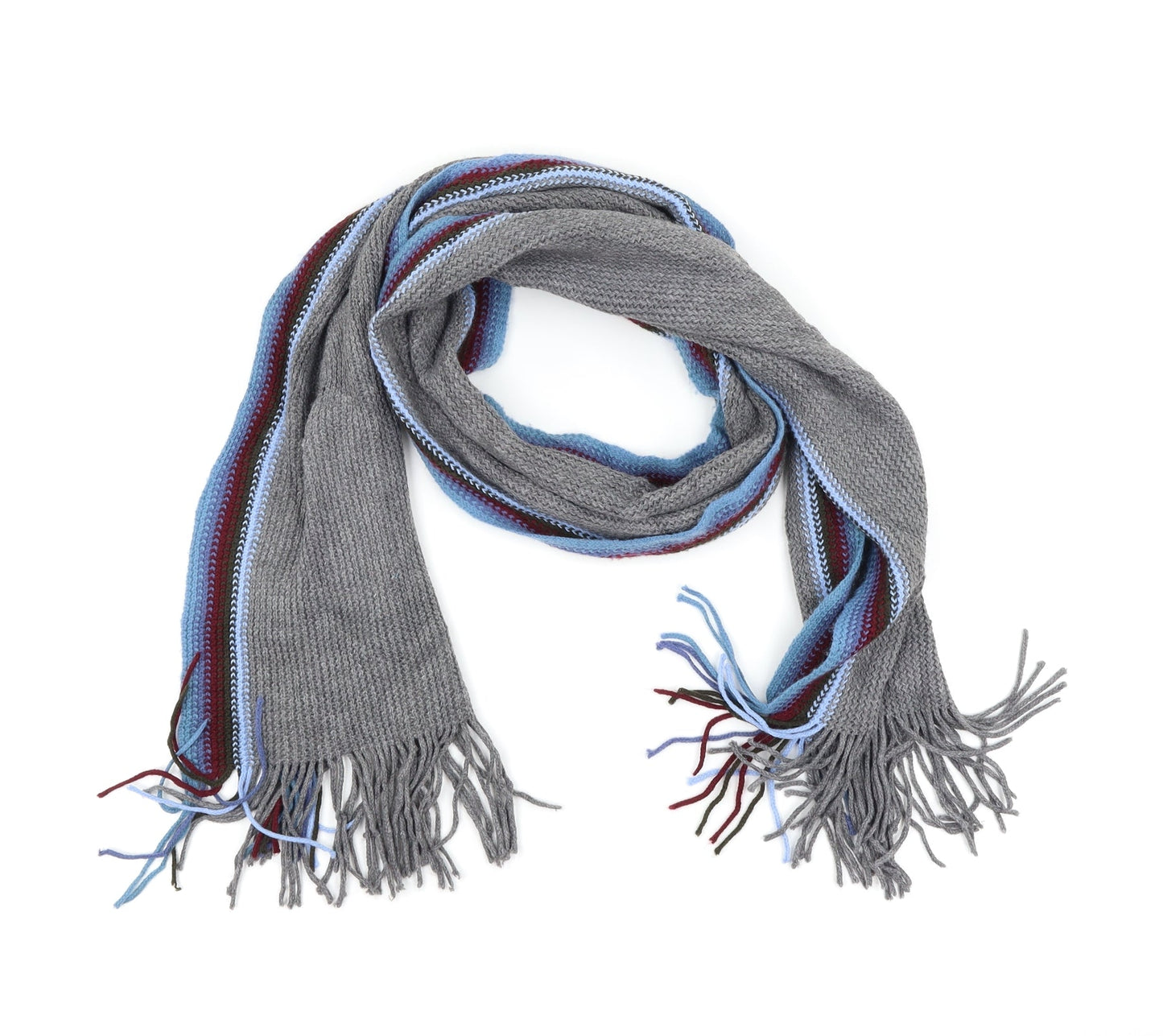 Preworn Mens Grey Striped Scarf One Size