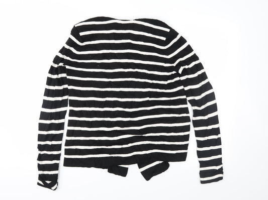 Marks and Spencer Womens Black Striped Knit Cardigan Jumper Size 14