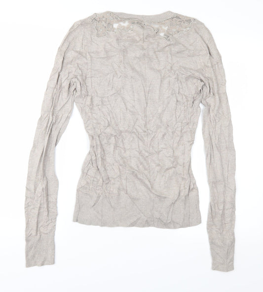 Topshop Womens Brown Floral Knit Pullover Jumper Size 8