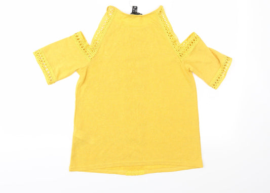 New Look Womens Yellow Jersey Basic Blouse Size 6