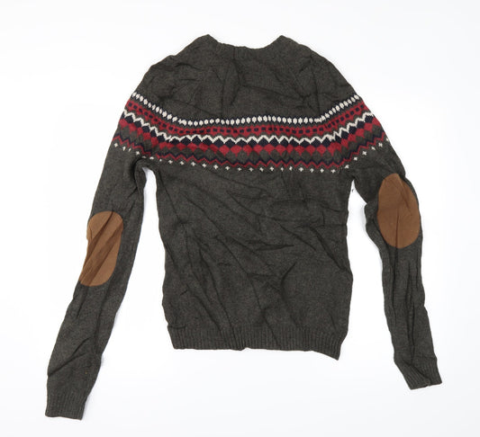 Topshop Mens Green Geometric Pullover Jumper Size XS