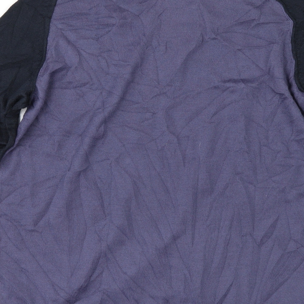 Brand and care label for Code men’s blue jumper, size S