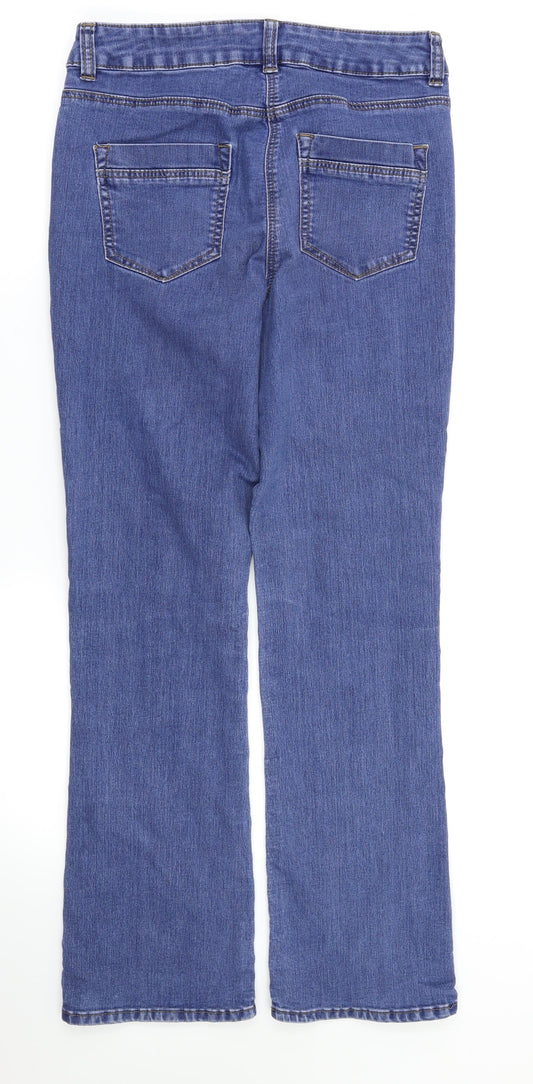 Bonmarché Womens Blue Houndstooth Skinny Jeans Size 10 L29 in