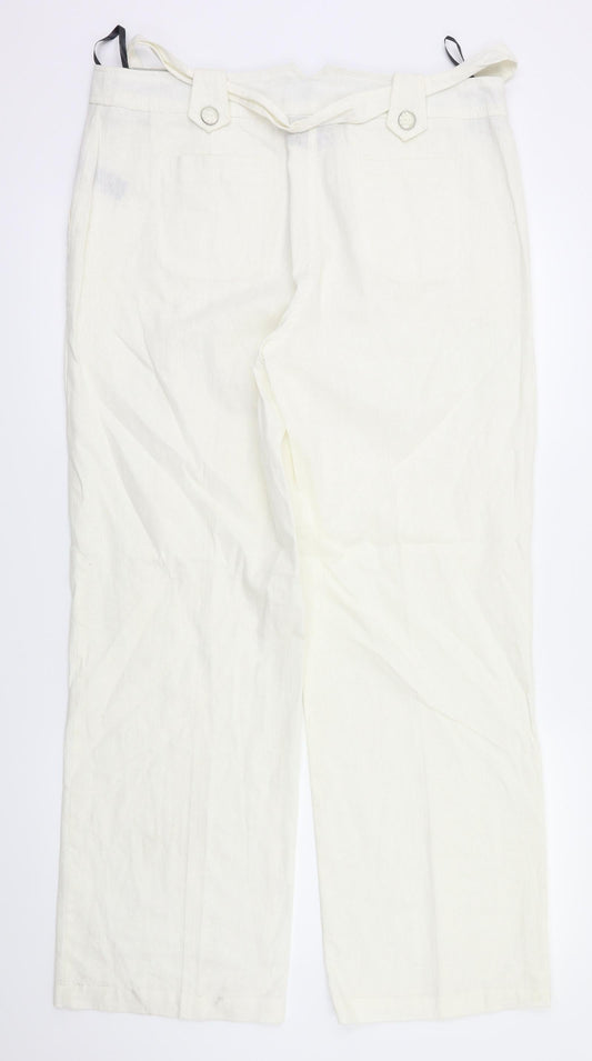 BHS Womens White Trousers Size 14 L30 in