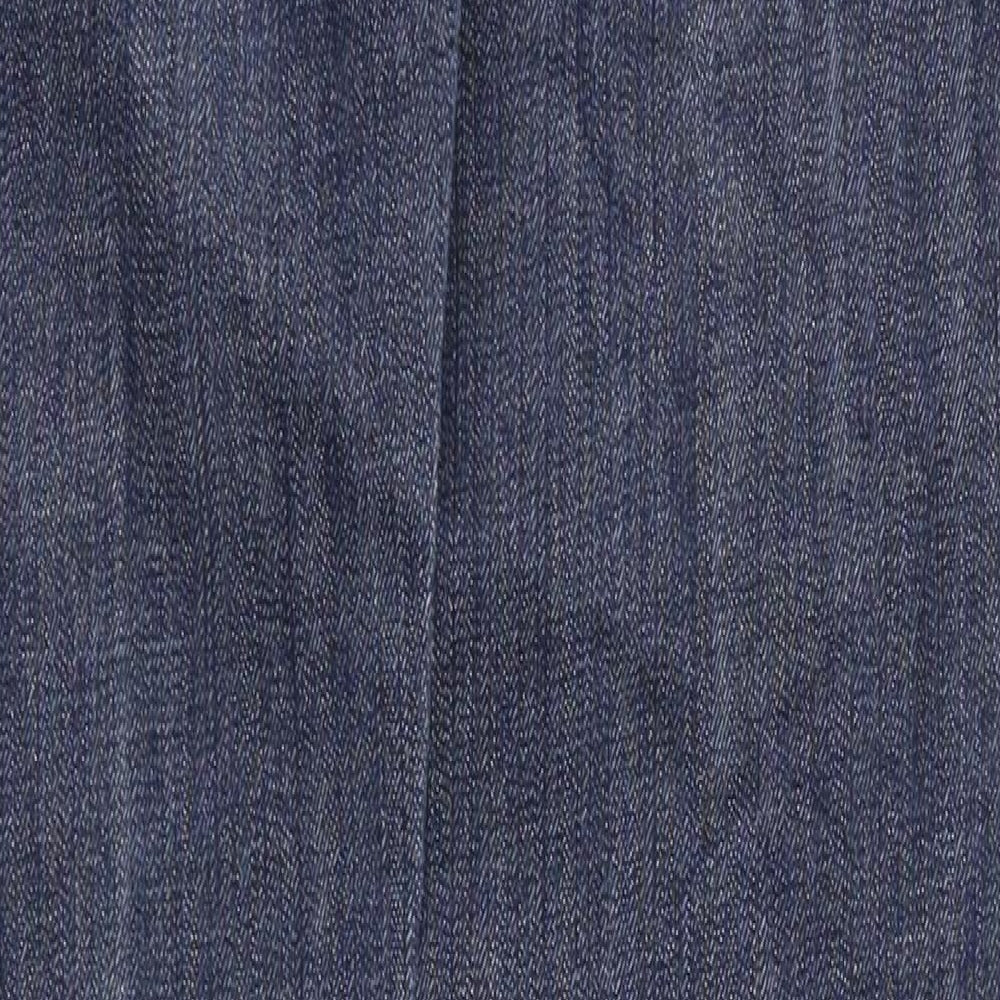 Brand and care label for MISS VIVI women’s blue skinny jeans, size UK 26, 32-inch leg