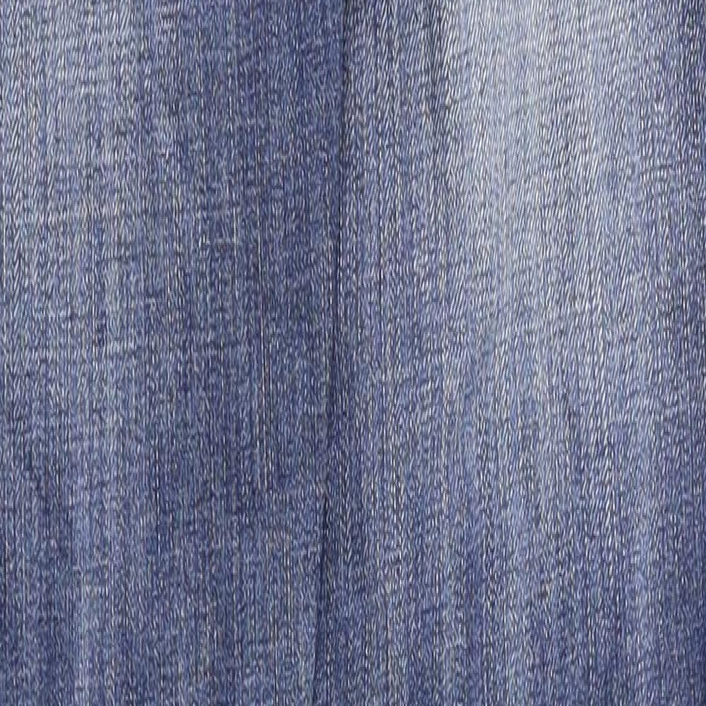 Brand and care label for REASES women’s blue skinny jeans, size M, 33-inch leg