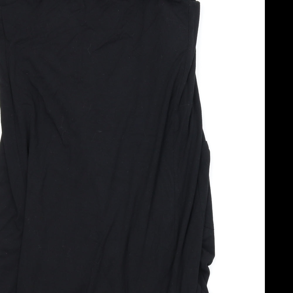 Brand and care label for I luved clothing women’s black wrap jumper, size L, - draped