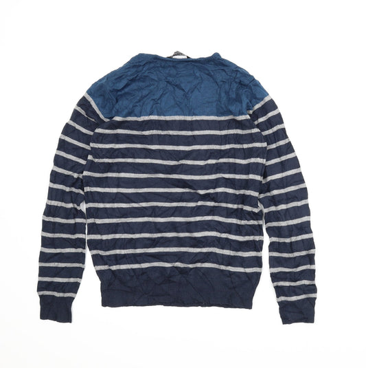 Cedar Wood State Mens Blue Striped Pullover Jumper Size S