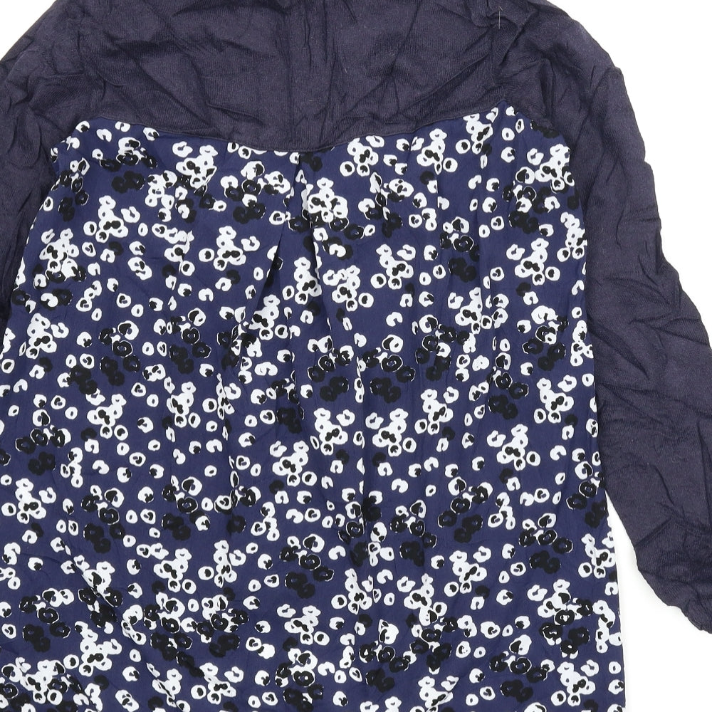 Brand and care label for George women’s blue floral jumper, size UK 12