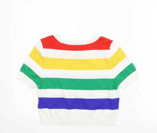 New Look Womens Multicoloured Striped Pullover Jumper Size 10 - Cropped