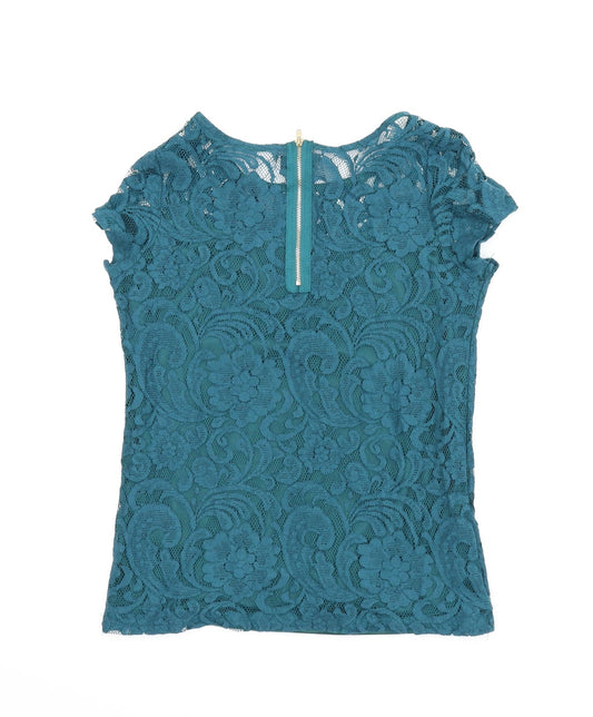 Alice & You Womens Green Floral Basic Blouse Size 10