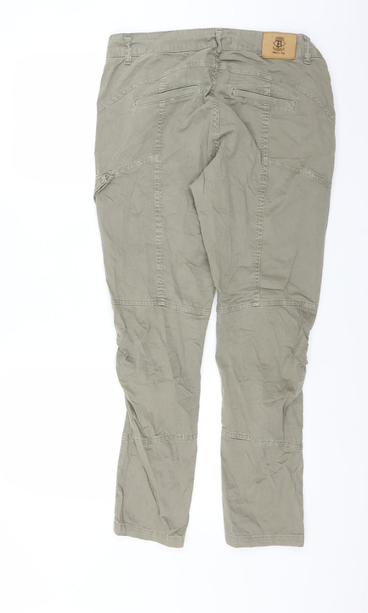 Black Womens Green Cargo Trousers Size 31 in L27 in - ruched detail on legs