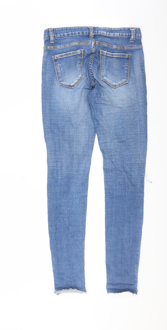 Preworn Womens Blue Denim Skinny Jeans Size 25 in L28 in - Distressed