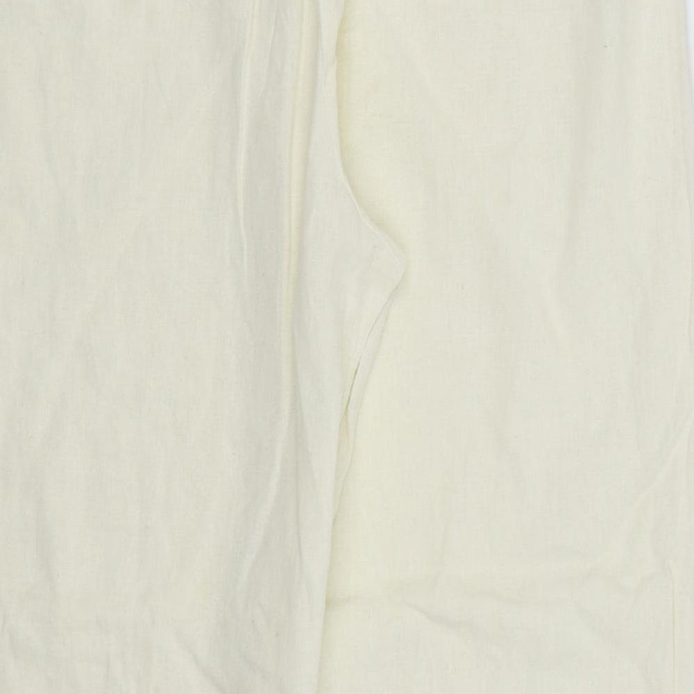 Brand and care label for Mia Moda women’s white trousers, size UK 18, 26-inch leg