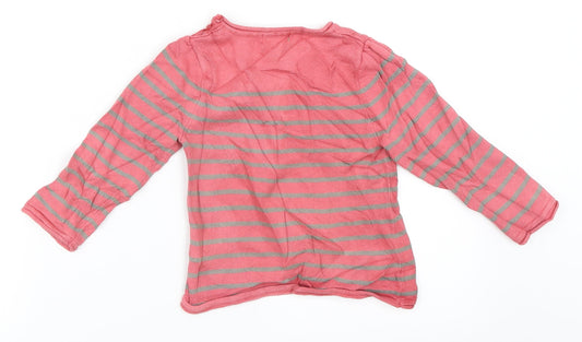 Vertbaudet Girls Pink Striped Pullover Jumper Size 3 Years