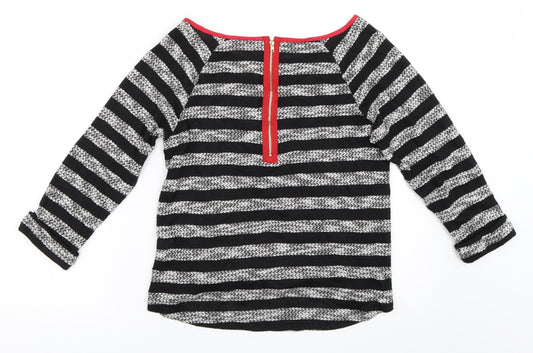 Ally Womens Black Striped Pullover Jumper Size M