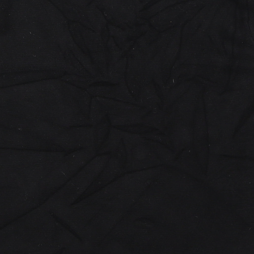 Brand and care label for Zara women’s black basic t-shirt, size S