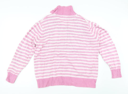 EWM Womens Pink Striped Pullover Jumper Size L