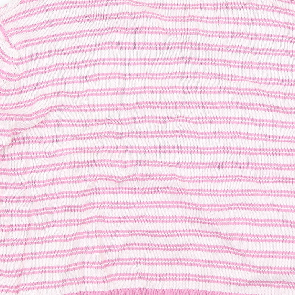 Brand and care label for EWM women’s pink striped jumper, size L