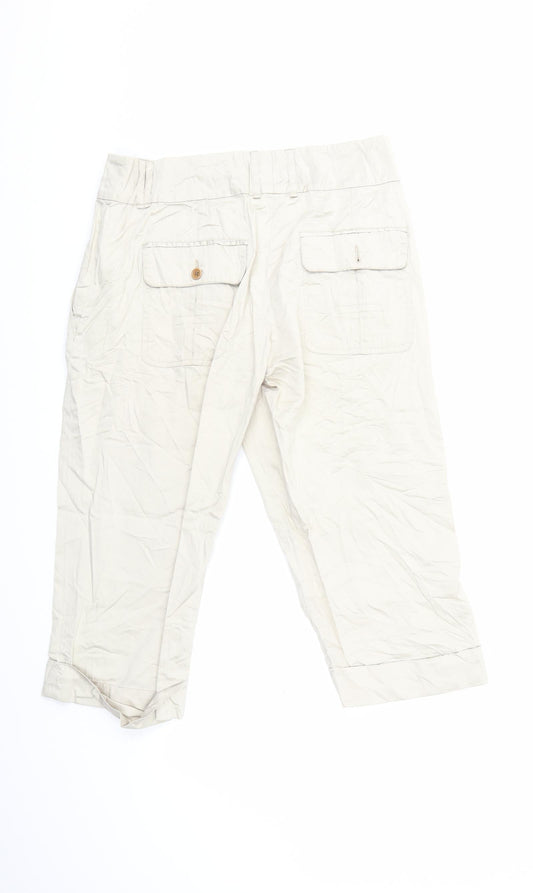 Turnover Womens Beige Cropped Trousers Size 10 L20 in