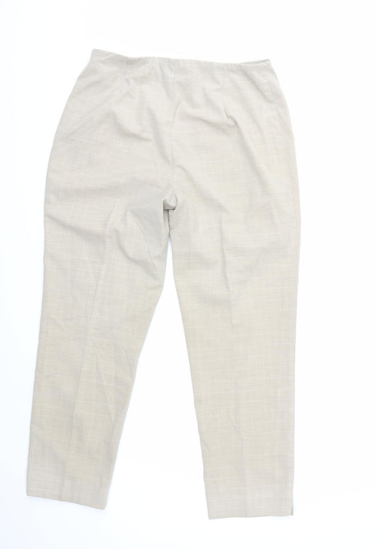 Marks and Spencer Womens Beige Check Trousers Size 14 L27 in