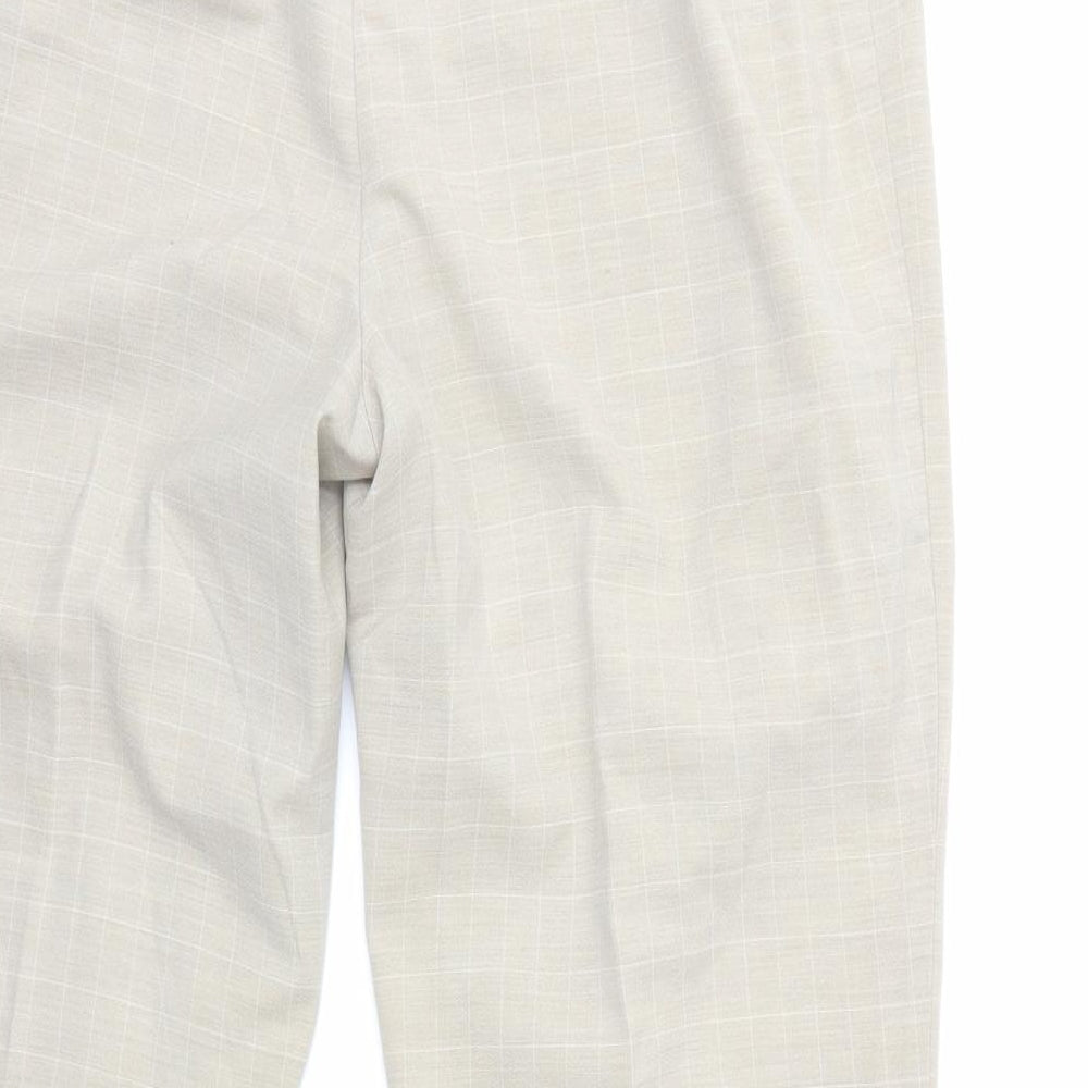 Marks and Spencer Womens Beige Check Trousers Size 14 L27 in