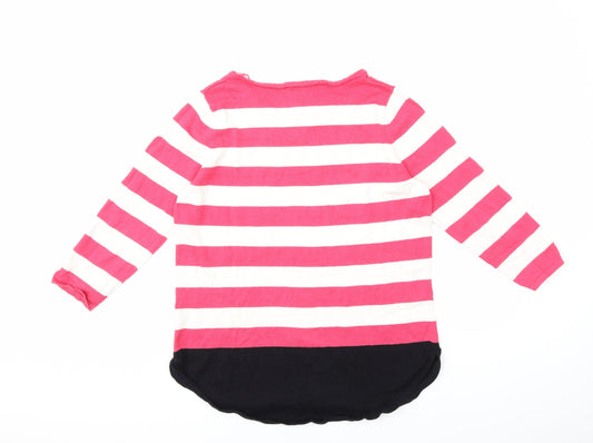 Rockmans Womens Pink Striped Knit Pullover Jumper Size M