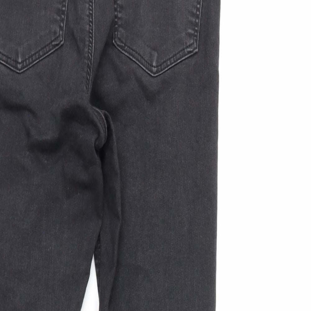 Brand and care label for Topshop men’s grey denim skinny jeans, size 30, in, 30-inch leg - joni jeans