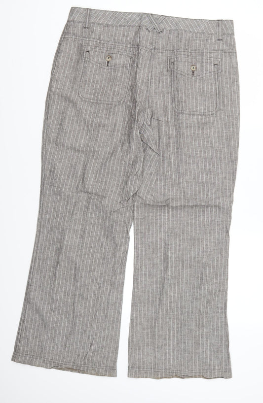Preworn Womens Grey Striped Trousers Size 34 in L28 in