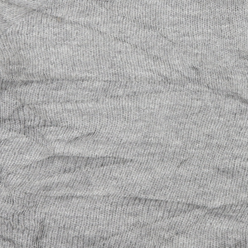 Brand and care label for New Look women’s grey geometric knit jumper, size UK 10, - owl