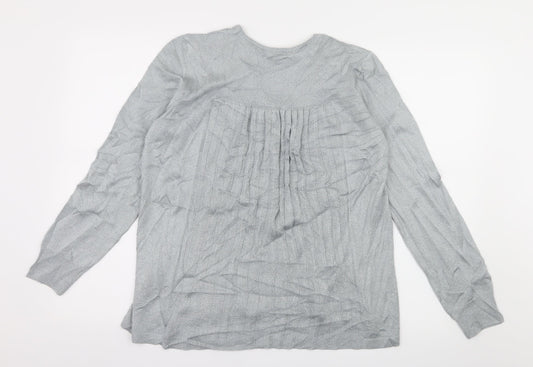 Mona Womens Grey Knit Pullover Jumper Size 16