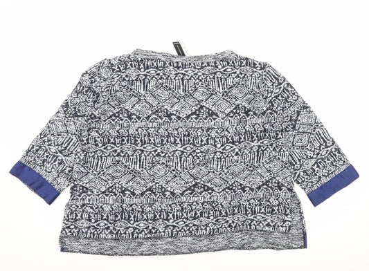 Pour Moi Womens Blue Geometric Knit Pullover Jumper Size L