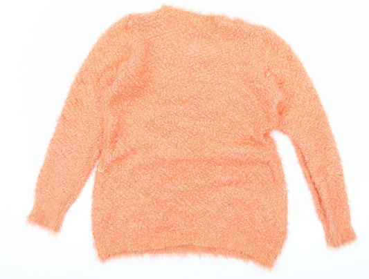 Quiz Womens Orange Knit Pullover Jumper Size S