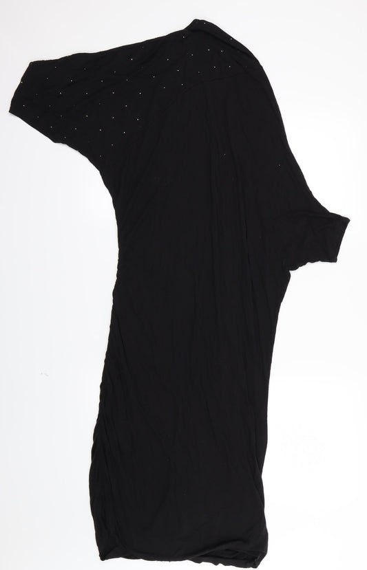 Prey of London Womens Black Jersey T-Shirt Dress Size S - Aysemmetrical sleeves