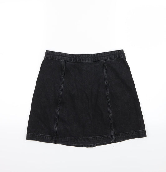 Topshop Womens Black Denim A-Line Skirt Size 28 in
