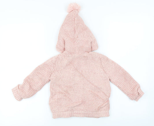 Marks and Spencer Girls Pink Full Zip Jumper Size 2 Years