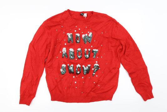 H&M Mens Red Pullover Jumper Size M - Christmas jumper