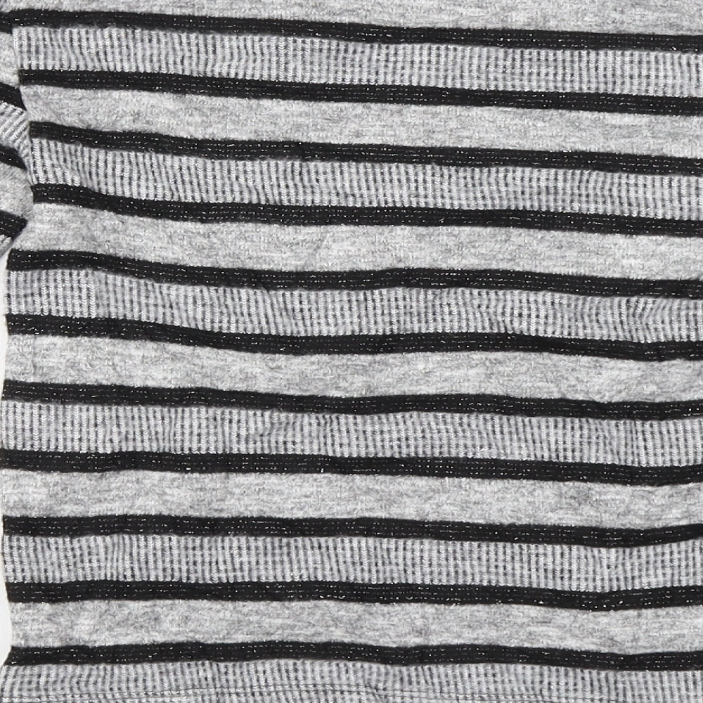 Marks and Spencer Womens Grey Striped Pullover Jumper Size 8