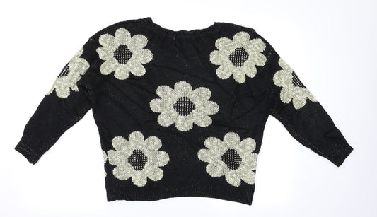 Alchemy Womens Black Floral Pullover Jumper Size S
