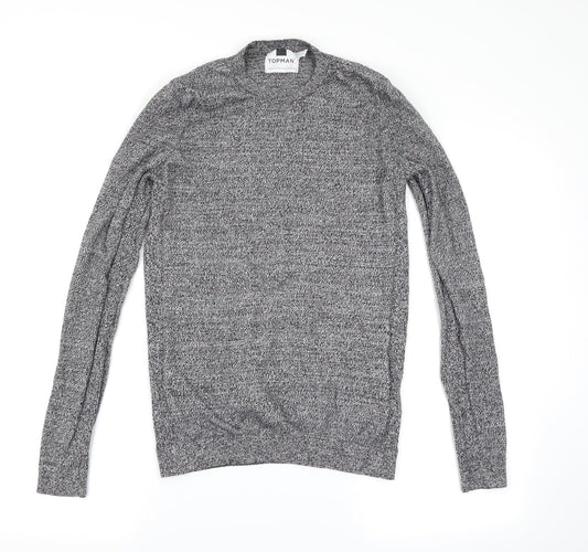 Topman Mens Grey Herringbone Pullover Jumper Size XS