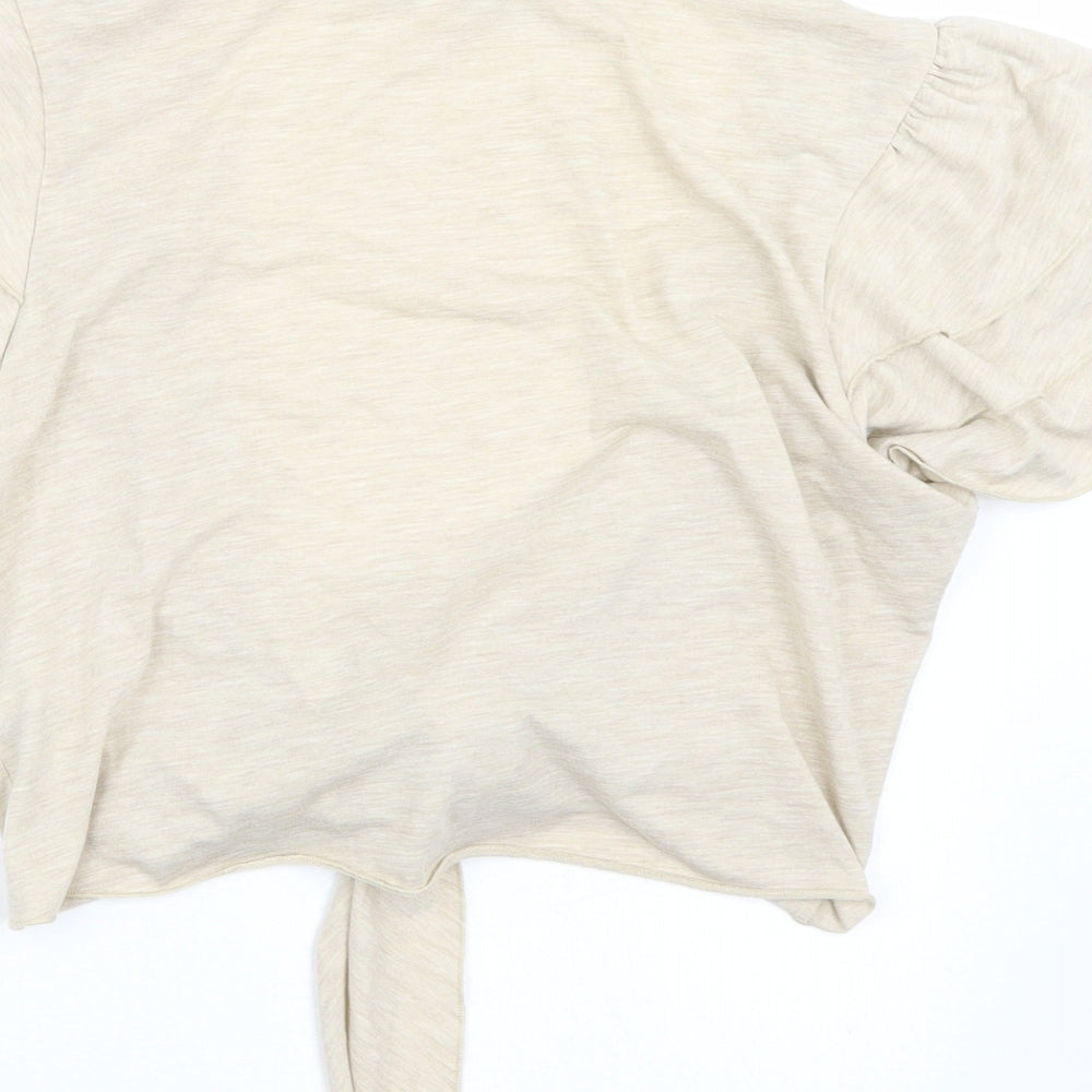 Brand and care label for Per Una women’s beige cardigan jumper, size UK 14
