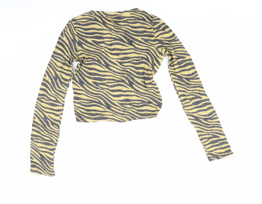 Zara Womens Yellow Striped Pullover Jumper Size M