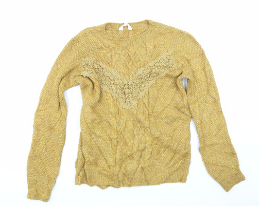 Falmer Mens Yellow Knit Pullover Jumper Size M