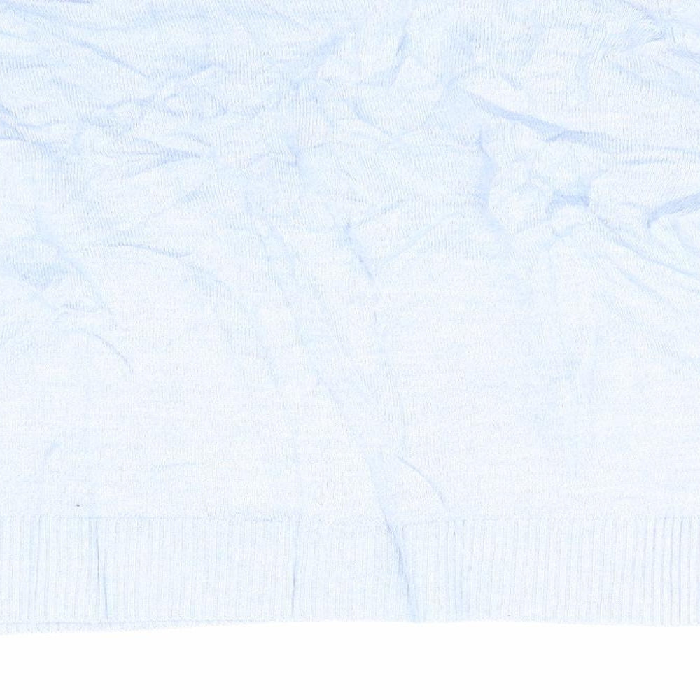 Brand and care label for Escorpion women’s blue jumper, size L