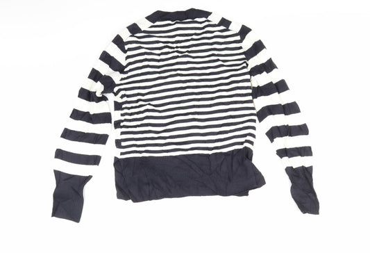 NEXT Womens White Striped Pullover Jumper Size XS